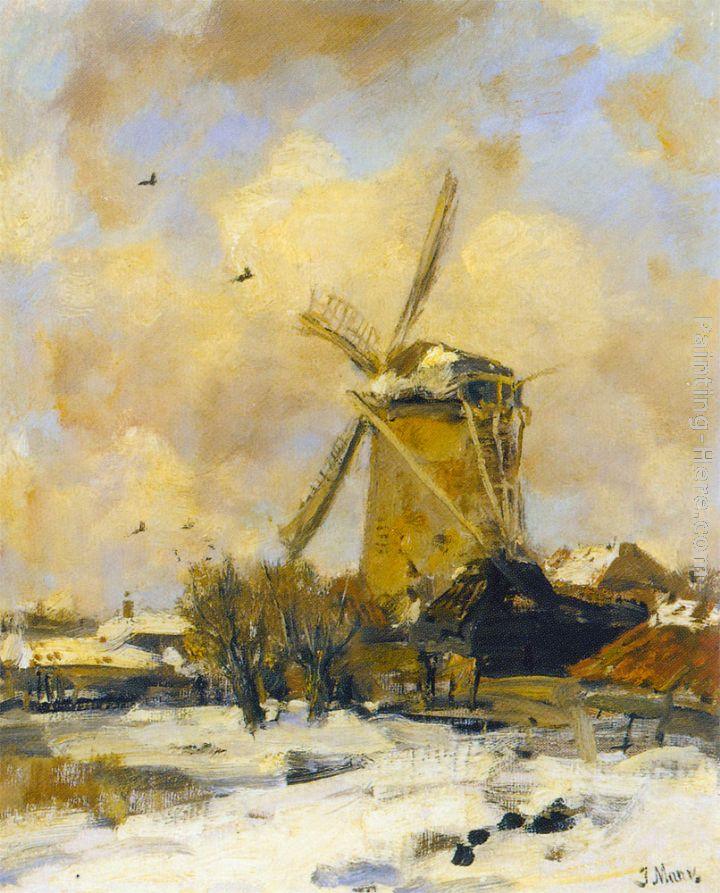 Jacob Henricus Maris A Windmill in a Winter Landscape